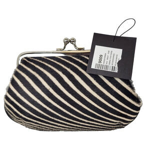 NEW Adorable Club Monaco Calf Hair Leather Zebra Print Coin Purse NWT